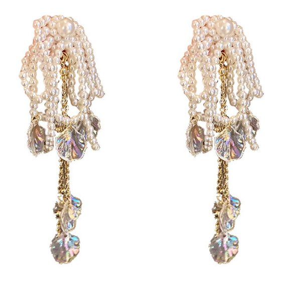 Female Exaggerated Long Pearl Earrings LX1356675 - Picture 1 of 6